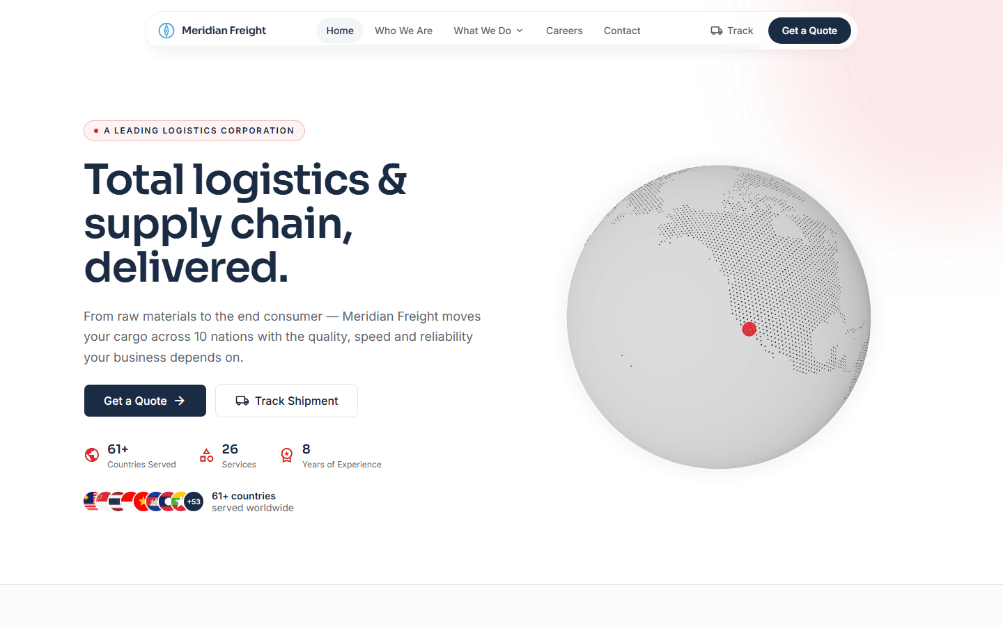 Screenshot of Meridian Freight — Logistics Platform